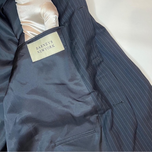 BURBERRY LONDON 100% WOOL Navy Blue Striped Suit Blazer MDL LBS41 Size 42 REG - Picture 8 of 14